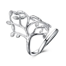 New arrival Adjustable size silver plated rings for women and men unisex fashion silver plated jewelry life tree drop shipping 2024 - buy cheap