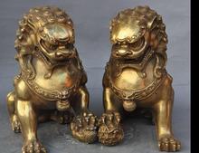 Par de estátua da sorte para cachorros, estátua de bronze fengshui chinesa para riqueza foo cachorros lion beast 2024 - compre barato