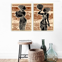 Beautiful African Girl Print Vintage Poster Wall Art Canvas Painting Africa Landscape Wall Pictures for Living Room Home Decor 2024 - buy cheap