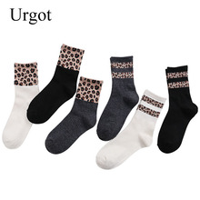 Urgot 5 Pairs Leopard Women's Socks Splicing Funny Socks Kawaii Fashion Keep Warm Cotton Casual Soft Speckle Leopard Cotton 2024 - buy cheap