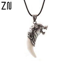 ZN Punk Fashion Brave Men Wolf dog teeth Spike Pendant Necklace Women Men Jewelry Fang Tooth Amulet Pendant Necklace 2024 - buy cheap
