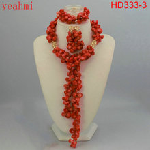 Nigerian Coral Jewelry Sets Coral Beads Necklace Set Nigerian African Wedding Beads Jewelry Sets Free Shipping HD333-1 2024 - buy cheap