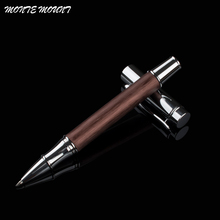 1pc/lot MONTE MOUNT Y3 Roller Ball Pen Luxury Coffee Wood Silver Clip Pens 2024 - buy cheap