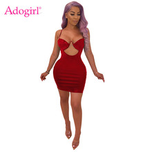 Adogirl mulheres sexy vestido de couro do plutônio oco para fora strapless cintas de espaguete bodycon mini clube noite vestido de festa vestidos mujer 2024 - compre barato