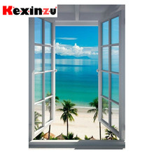 kexinzu Full 5D DIY Square/Round Diamond Painting" Window Beach Scenery" 3D Embroidery Cross Stitch Mosaic diamondpainting Gift 2024 - buy cheap