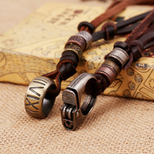 Cadena de joyería de cuero genuino para hombres y mujeres, Número romano y mechero, accesorios Steampunk Vintage, LKN0041 2024 - compra barato