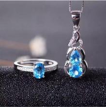 Jewelry set Natural Topaz Real Topaz Jewelry set  925 sterling silver 1pc pendant,1pc ring 2024 - buy cheap