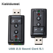 Kebidumei placa de som usb 2.0, adaptador com cabo 5.1 de canal, adaptador externo de 3.5mm para alto-falante, fone de ouvido, interface de áudio para laptop pc 2024 - compre barato