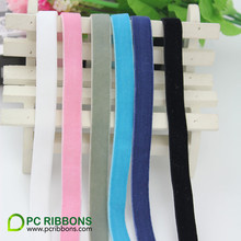 PC Free shipping 3/8'' 9mm single faced nylon elastic velvet ribbon solid color DIY accessory 25 yards 2024 - buy cheap