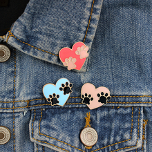 Color cute cat Paw pin Enamel Pin Shirt Dog Paw brooch Pink Jewelry Fashion Fun Brooch Accessories For friends 2024 - buy cheap