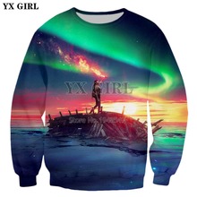YX GIRL Brand clothing 2018 New Fashion Men Long sleeve Pullovers ancient future sky sea 3d Print Mens Womens Sweatshirts 2024 - buy cheap
