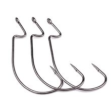 2018 50 pcs Worm Jig Big Fishing Hooks Black Big Fish hook Bass Single Hook Worm Series Hook Hot 2024 - buy cheap