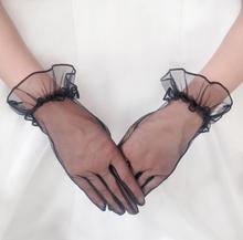 Women's elegant white color mesh glove female spring summer sunscreen transparent lace glove R1484 2024 - buy cheap