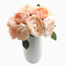 Damasco Knight-Flor Artificial redonda de peonía, flores falsas, decoración de boda, ramo de mano, decoración del hogar 2024 - compra barato