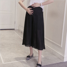 Maternity Pants Loose Fashion Chiffon Care Belly A-Line  Maternity Broad Clothings High Waist Black Grey for Pregnant Women 2024 - buy cheap