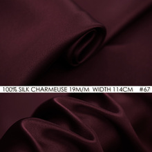CISULI 100% SILK CHARMEUSE SATIN 114cm width 19momme Pure Silk Fabric for Summer bodycon dress Tissu No.67 Reddish Purple 2024 - buy cheap