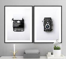 Retro Black And White Typewriter Camera Canvas Art Print Nordic Poster And Prints Painting Modern Home Decoration Wall Pictures 2024 - buy cheap