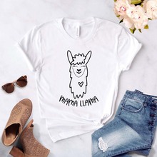 Женская хлопковая Футболка Mama Llama, повседневная хипстерская забавная футболка в подарок, топ для девушек Yong, Прямая поставка, ZY-309 2024 - купить недорого