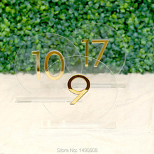 Table Numbers Wedding Table Numbers ,Round Clear Acrylic Tags, acrylic table numbers,Gold Mirror Wedding Signs Number 2024 - buy cheap