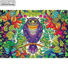 Full Square drill 5D DIY Diamond painting Colored owl Embroidery Mosaic Cross Stitch Rhinestone decor  HYY 2024 - buy cheap