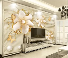 beibehang Custom wallpaper 3d photo mural luxury gold jewelry flowers silk jewelry TV living room bedroom background wall paper 2024 - купить недорого