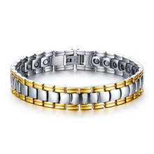 Pulseira de aço inoxidável, pulseira da moda, dourada e prateada, bracelete magnético, para homens, acessórios de joias, presentes 2024 - compre barato
