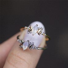ROMAD уникальное кольцо с плоским полумесяцем золотистого и серебряного цвета с Луной для женщин AAA CZ камень опал обручальные свадебные кольца для пальцев R3 2024 - купить недорого