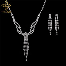 TREAZY Elegant Angel Shape Crystal Bridal Jewelry Sets Silver Color Rhinestone Necklace Earrings Wedding Jewelry Sets for Women 2024 - buy cheap