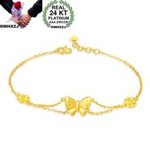 OMHXZJ Wholesale European Fashion Woman Girl Party Wedding Gift Butterfly Resizable 24KT Yellow Gold Cuff Bangle BA108 2024 - buy cheap