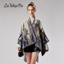 LaMaxPa 2018 New Fashion Women Poncho Warm Vintage Cloak Pattern Graffiti Winter Blanket Coat New Shawls and Warps Female SYY06 2024 - buy cheap