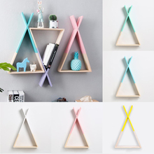 New Nordic Style Wooden Triangle Shelf Lovely Colors Shelf Wall Hanging Trigon Storage Book Shelf Home Kids Baby Room DIY Decor 2024 - buy cheap