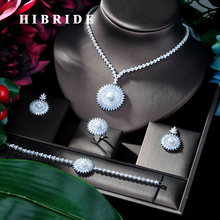 HIBRIDE New Arrival Bridal Jewelry 4pcs Set Round Shape Bridal Set for Women Wedding Party, African Beads Jewelry Set N-103 2024 - buy cheap