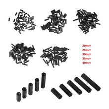 Kit de parafusos espaçadores de nylon, 50 peças preto 20/25/30/35/40mm hex nylon, coluna plana, passagem dupla m4, kit de parafusos de espaçamento de plástico 2024 - compre barato
