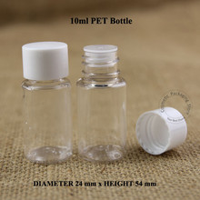 Botella de plástico para crema Facial, envase de emulsión de 1/3OZ, con tapón de rosca blanco, rellenable, 10ml, 50 unids/lote 2024 - compra barato