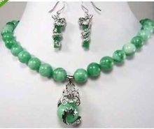 beautiful color green lab fine stone dragon pendant necklace earring set AAA style 100% Natural lab fine stone Noble Fine jewe 2024 - buy cheap