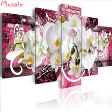 Kit de punto de cruz para pintura con diamantes diy, decoración para el hogar, mosaico para manualidades, flor Magnolia blanca, 5 uds. 2024 - compra barato