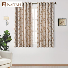 NAPEARL Leaves Jacquard Semi Shade Curtains Drapes for Living Room Windows Short Pastoral Ready Made Thick Fabric Grommet Top 2024 - buy cheap