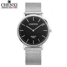 CHENXI Ultra-Thin Minimalist Design Fashion Men Quartz Watch Business Men's Silver Stainless Steel Mesh Belt Clock Gift Watches 2024 - buy cheap