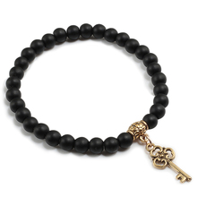 6MM Natural Stone Key Aircraft Owl Cross Pendant Bracelets Men Black Matte Beaded Elastic Bracelet For Women Charm Jewelry Gifts 2024 - buy cheap