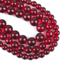 6/8/10/12mm Stone Smooth Glass Garnet Loose Beads For Jewelry Making Bracelet Necklace DIY Wholesale Jewelry  Accessories 2024 - buy cheap