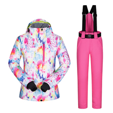 Зимняя женская Высококачественная Лыжная куртка и штаны, теплые водонепроницаемые ветрозащитные лыжные костюмы для катания на лыжах и сноуборде 2024 - купить недорого