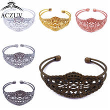 ACZUV 50pcs Filigree Flower Bezel Blank Base Bracelet Copper Metal Bracelet Blank Bangle Tray BBS011 2024 - buy cheap