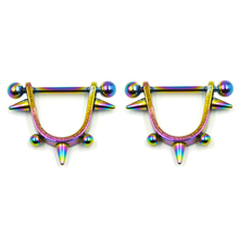 PAIR Surgical Steel Nipple Ring Bars Rainbow Spike Nipple Shield Barbells Body Jewelry Pair 14 gauge 2024 - buy cheap