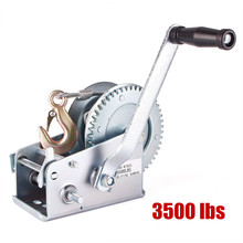 3500 lbs 6mm*10m Hardened Steel Gears Safety Hand Winch Crank Polyester Webb Strap Gear Portable Winch ATV Boat Trailer#238919 2024 - buy cheap