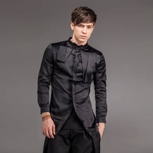 S-5XL 2017 New Men's clothing GD Hair Stylist summer unique asymmetrical solid color shirt Stage plus size singer costumes 2024 - buy cheap