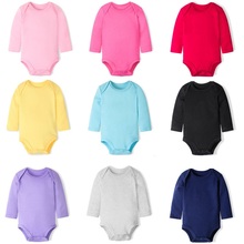 Hooyi-ropa de bebé para primavera y otoño, bodys 100% de algodón para prematuras, vestido liso para bebé, monos, camisa inferior de manga larga 2024 - compra barato