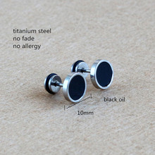 Titanium Black Oil Screw-back 10mm Stud Earrings 316 L Stainless Steel No Fade No Allergy 2024 - buy cheap