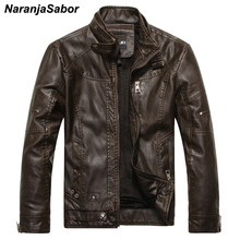 NaranjaSabor Winter Autumn 2020 New Men's Leather Jackets Casual Motorcycle Stand Collar PU Faux Male Coats Mens Brand Clothing 2024 - buy cheap