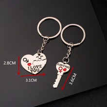 40 style Fashion Heart Key Ring Silver Color Lovers Love Key Chain Valentine's Day gift 1 Pair Couple I Love You Letter Keychain 2024 - buy cheap