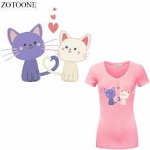 ZOTOONE Lovely Cat Patch Heat Transfer Vinyl Sticker for Girl Clothes DIY T-shirt Dresses Heart Patches Applique Thermal Press 2024 - buy cheap